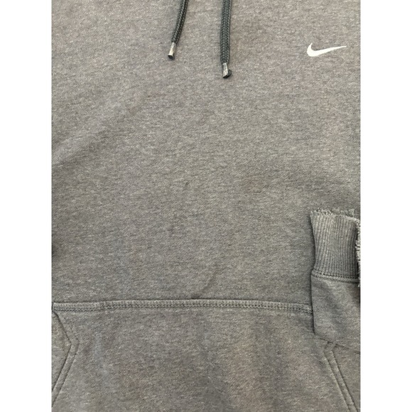 Vintage Y2K Nike Men's XL Grey Swoosh Thrashed Distressed Hoodie Sweatshirt - Picture 6 of 9